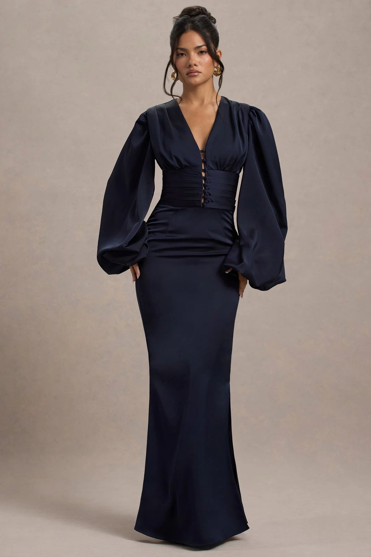 Maxi-Satin-Kleid