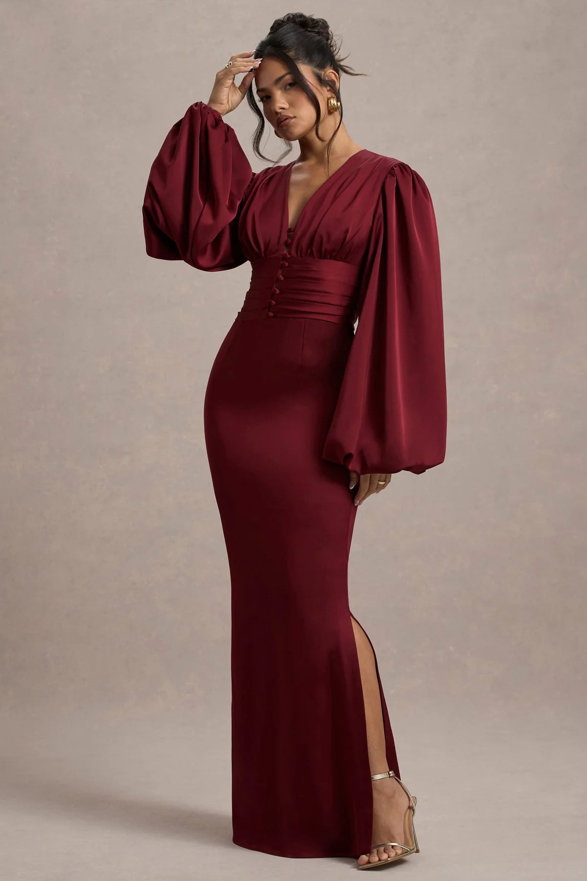 Maxi-Satin-Kleid