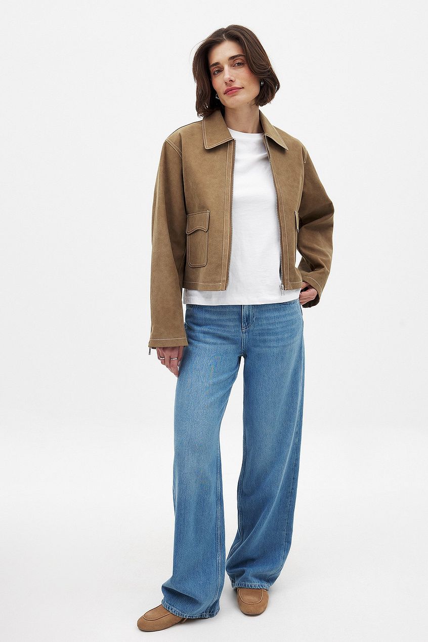 Jacke aus Wildlederimitat