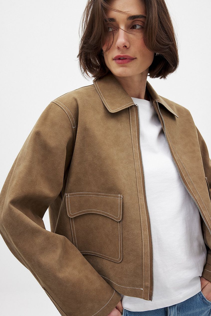 Jacke aus Wildlederimitat