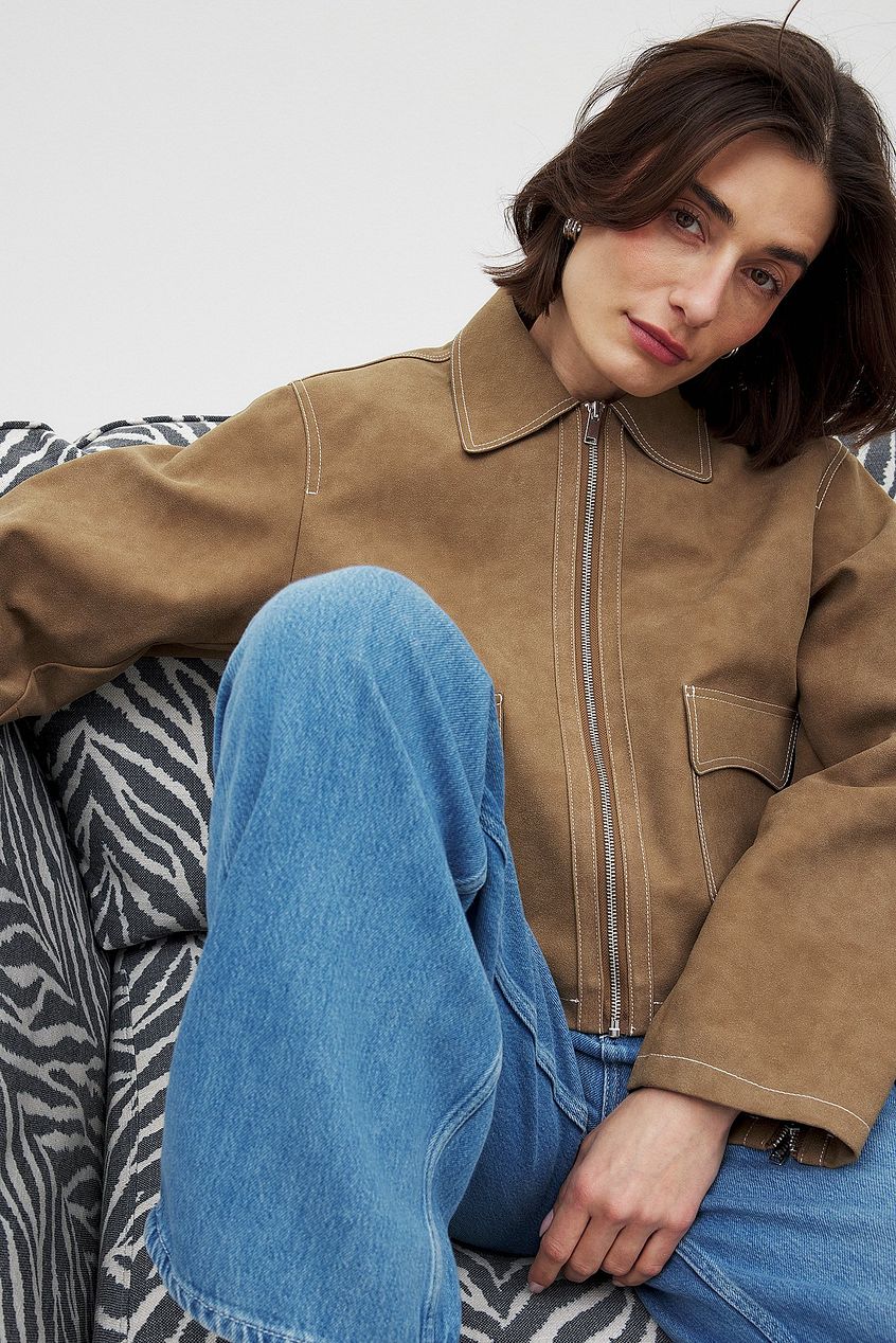 Jacke aus Wildlederimitat
