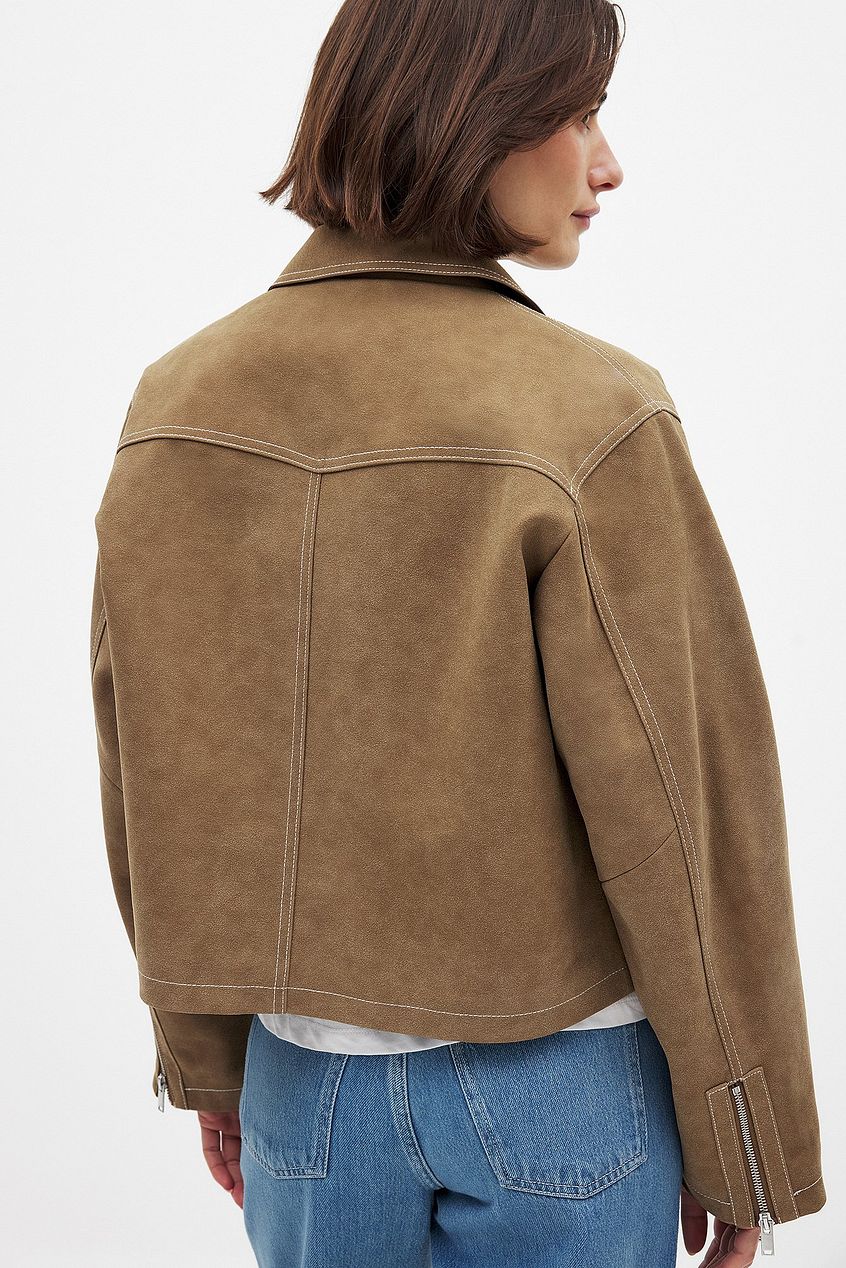 Jacke aus Wildlederimitat